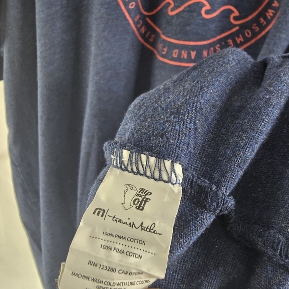 Travis Mathew T Shirt Mens XXL Blue Short Sleeve Crew Neck Spellout Graphic Pima - Picture 8 of 10